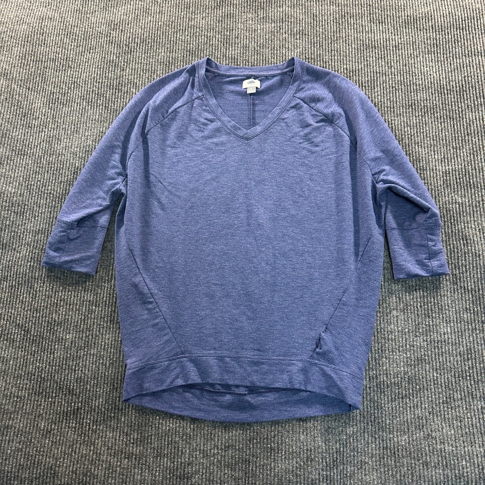 Old Navy Womens V Neck Pullover Top Size S Blue Heathered Dolman 3/4 Sleeve